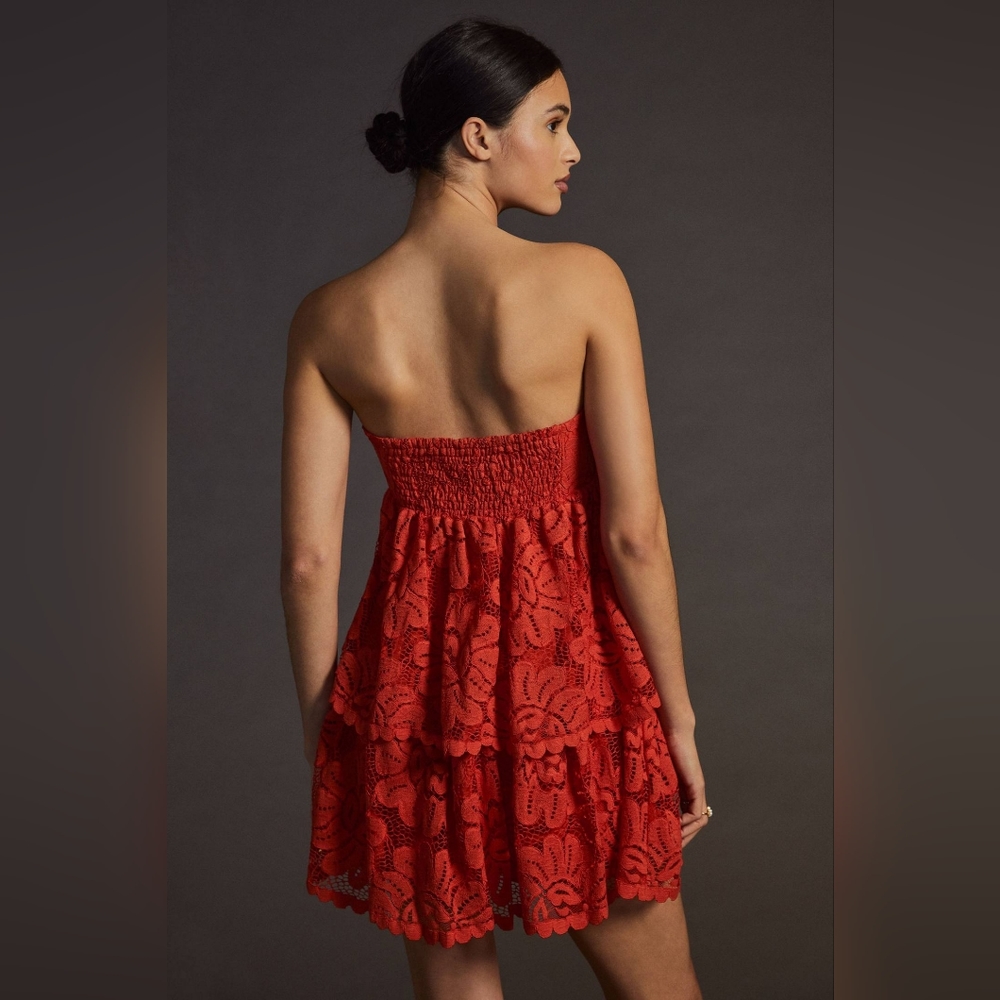 NWT MAEVE STRAPLESS LACE MINI DRESS - Picture 2 of 4